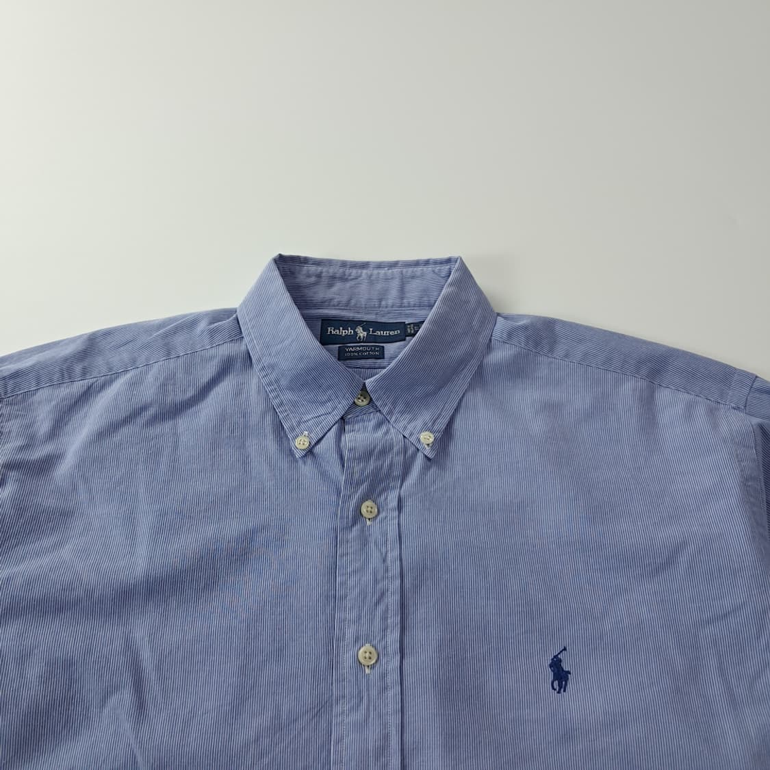 CK323 XL 폴로 90s 블루 핀스트라이프 셔츠 남방 상품이미지2