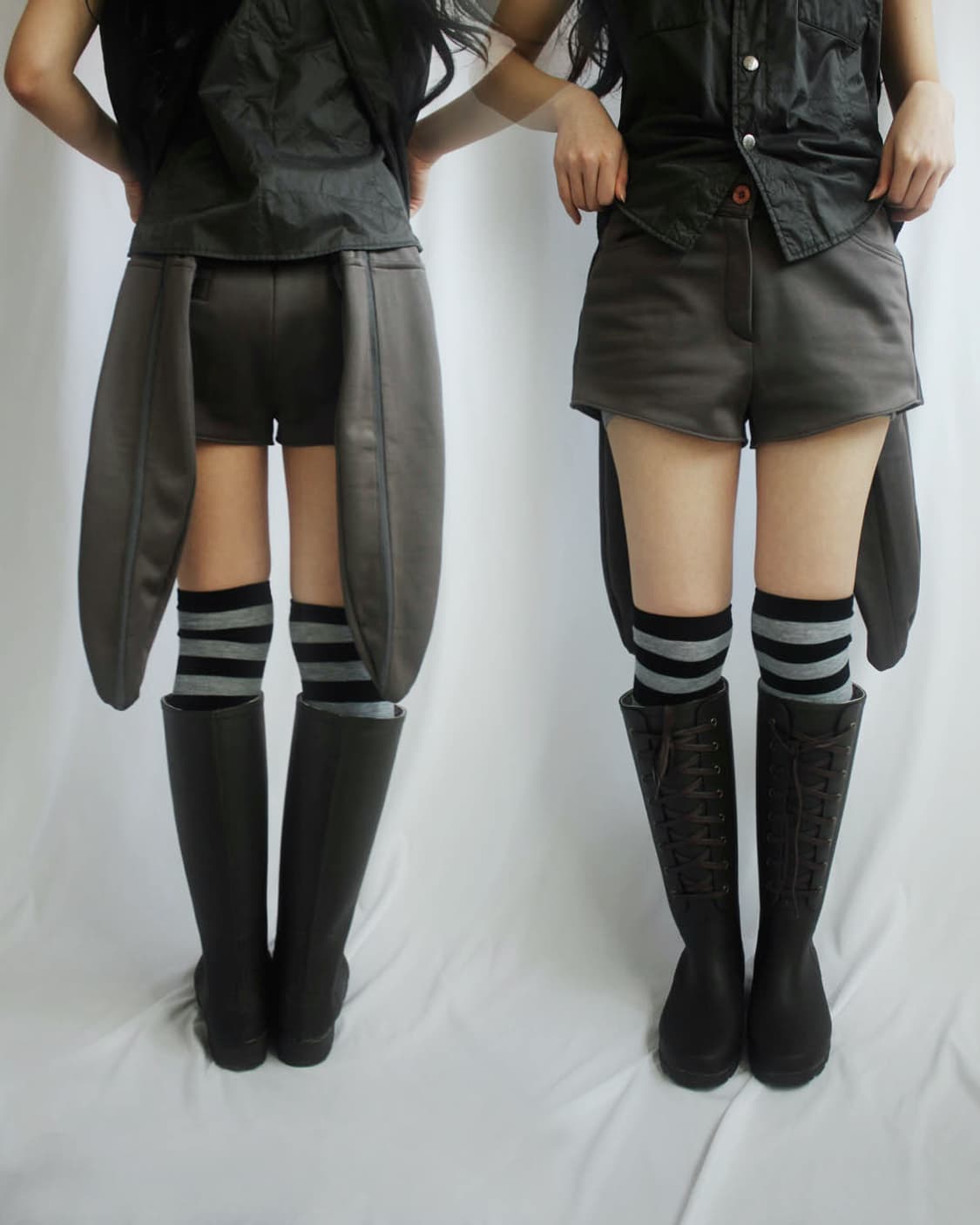 Brown-Khaki panel line B-ear shorts 상품이미지8