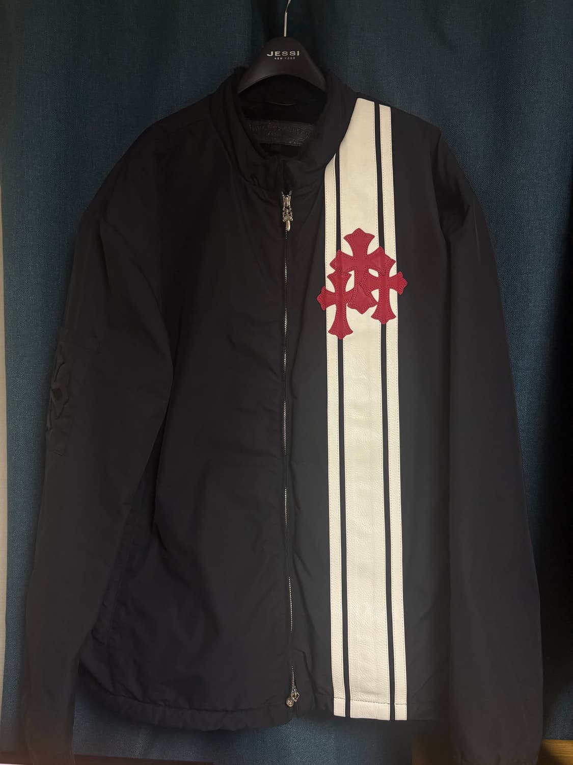 [XL]크롬하츠 트리플크로스 레더패치 퍼자켓 상품이미지1