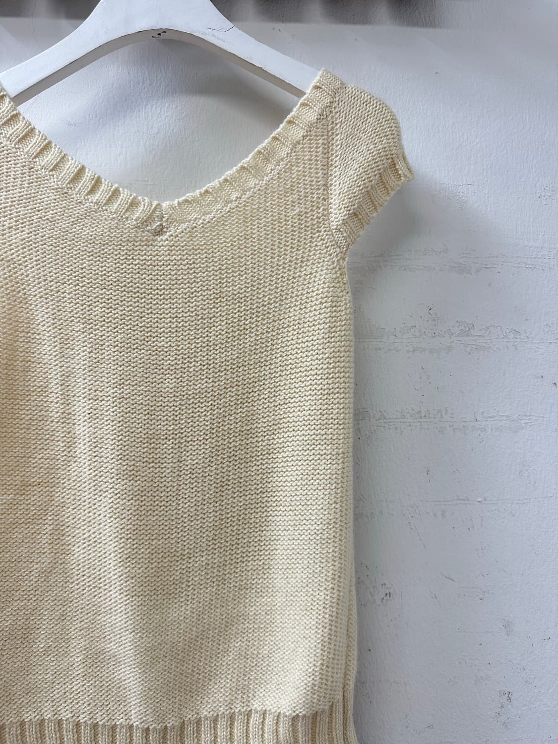 일본빈티지 아이보리 꽈배기 폼폼이 니트 레이어드 니트 상품이미지6