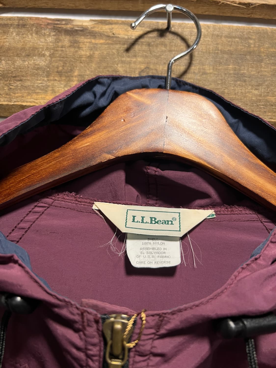 [M]90's L.L.Bean 엘엘빈 버건디 나일론 후드 스목 자켓 상품이미지2