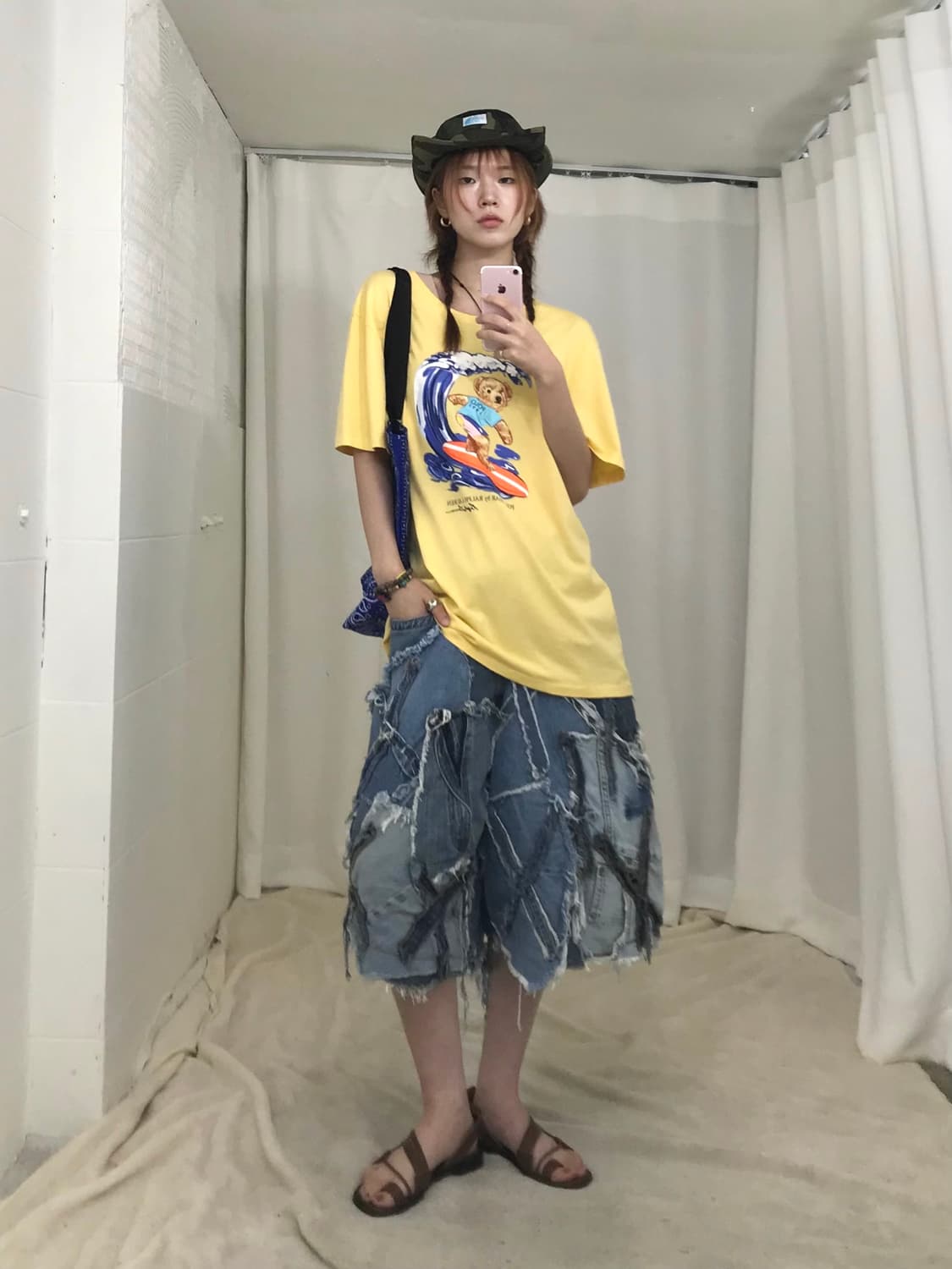 🏄🏻 리메이크 커스텀 데님 팬츠, 옐로우 폴로 코디 세트 상품이미지3