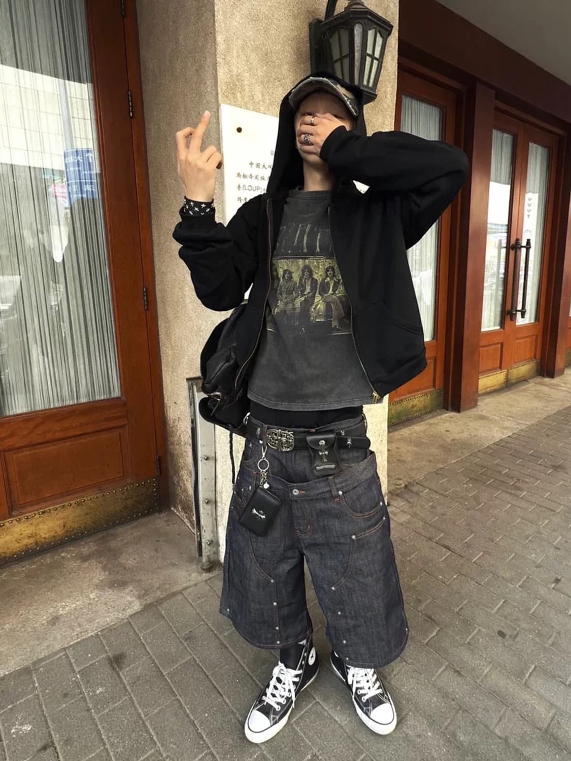 Vintage mood 레이어드 더블니 데님 버뮤다 팬츠 상품이미지5