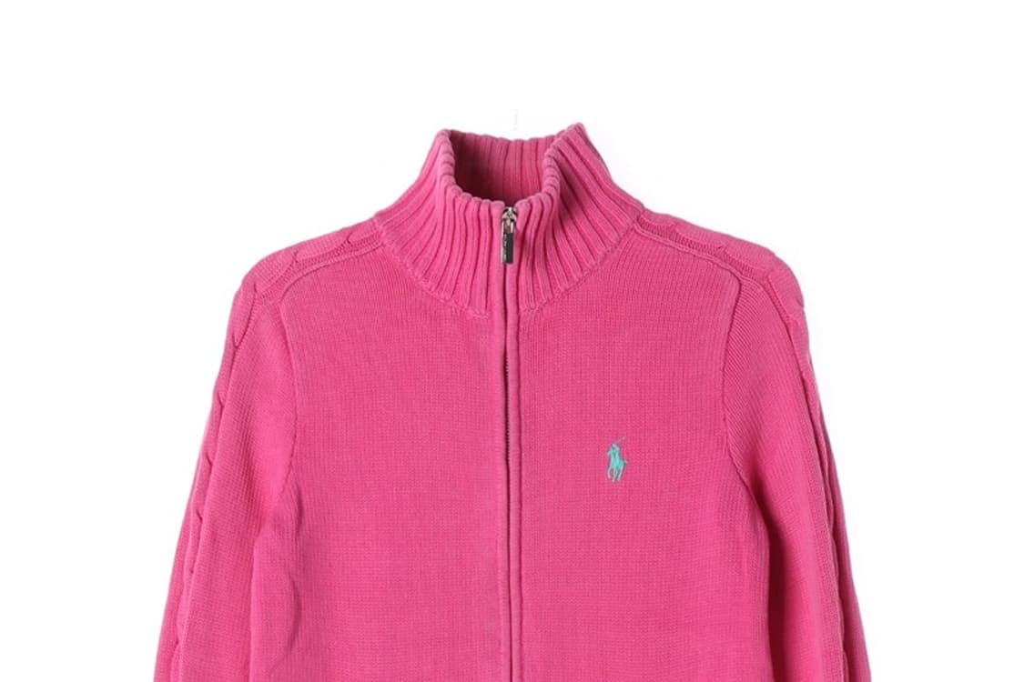 랄프로렌 스포츠 핑크 코튼 집업 가디건 S 상품이미지3