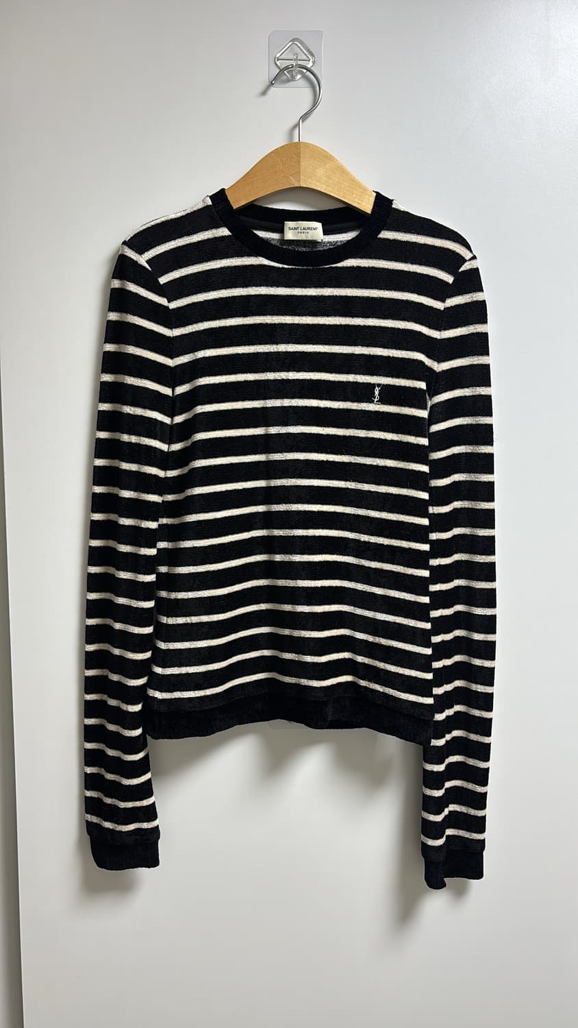 생로랑 벨벳 스트라이프 니트 s사이즈 상품이미지1