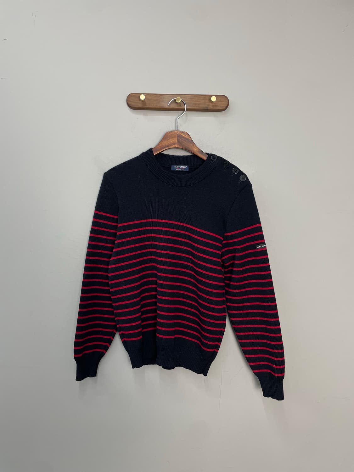 세인트제임스 버튼 디테일 레드 스트라이프 니트 H1604 상품이미지2