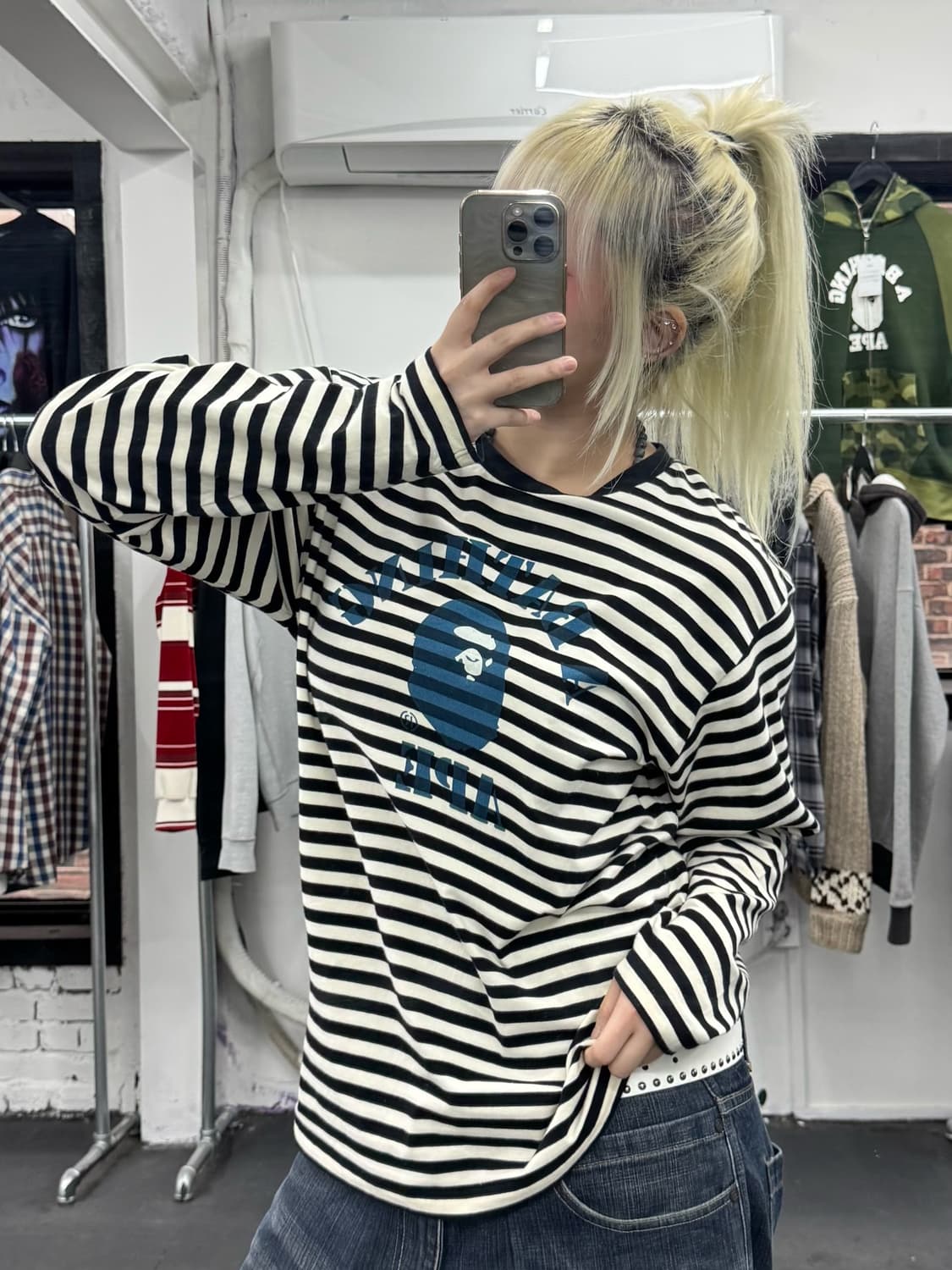 베이프 스트라이프 컬리지 롱슬리브 상품이미지5