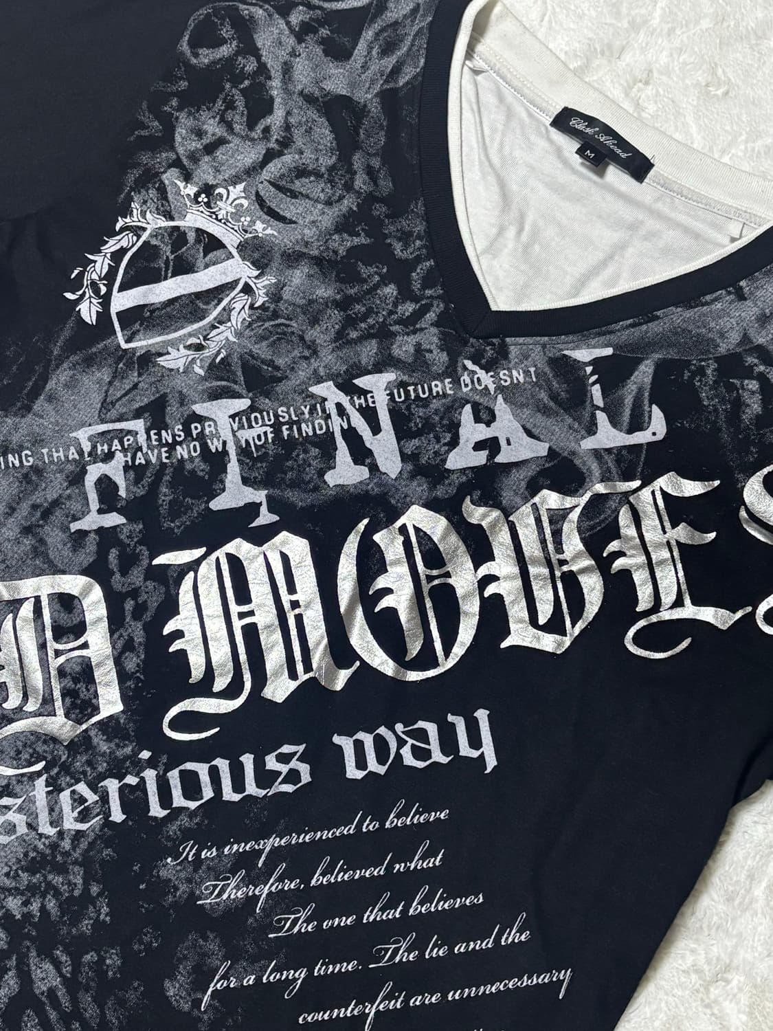 일본빈티지 펑크 y2k 브이넥 반팔 상품이미지2