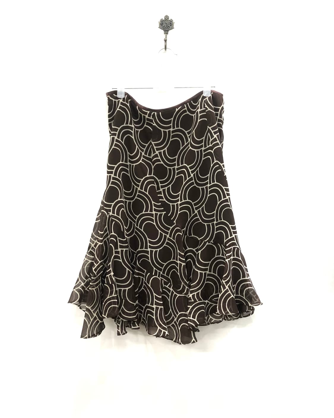 brown circle pattern frill midi skirt    상품이미지2