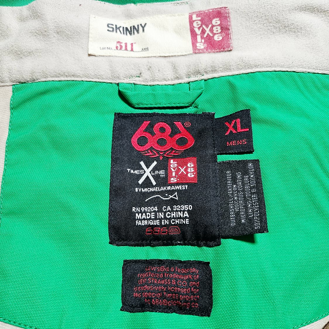 [XL][리바이스X686] 511 SKINNY 보더 스키복 그린 상품이미지5