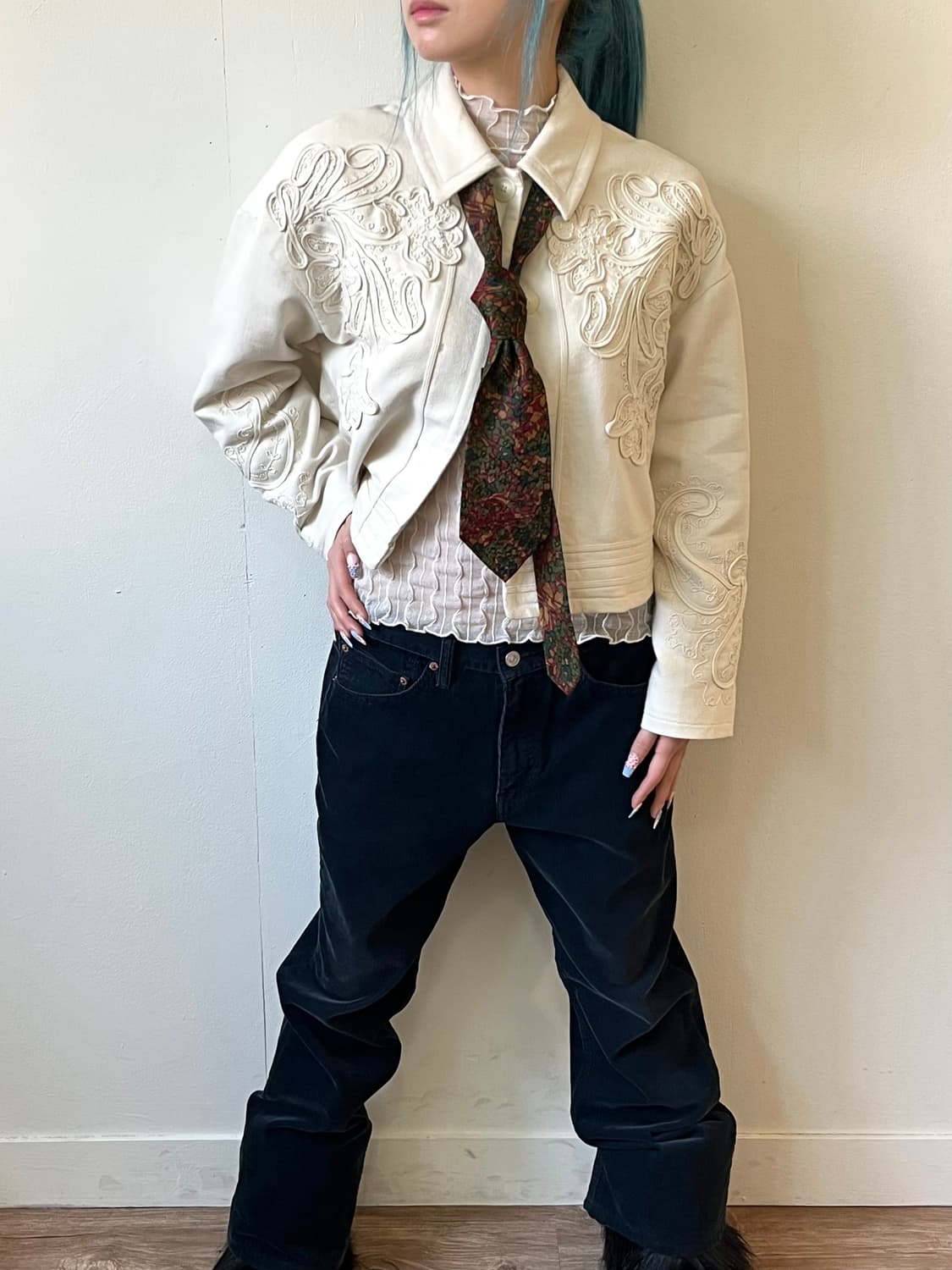 90‘s 입생로랑 플라워 타이 상품이미지7