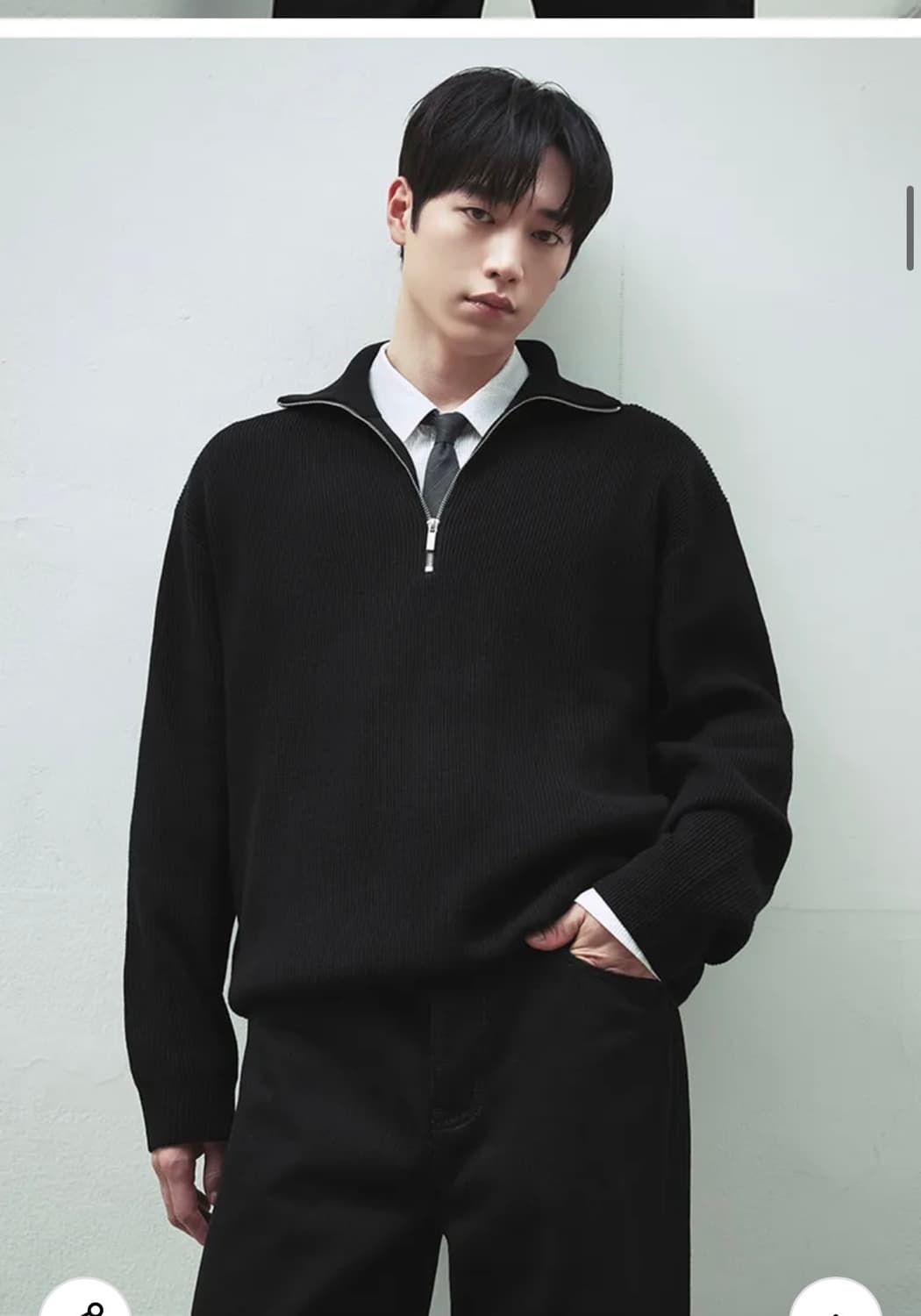 (새상품)(M) 드로우핏 오버사이즈 하프 집업 카라 울 니트 판매 상품이미지6