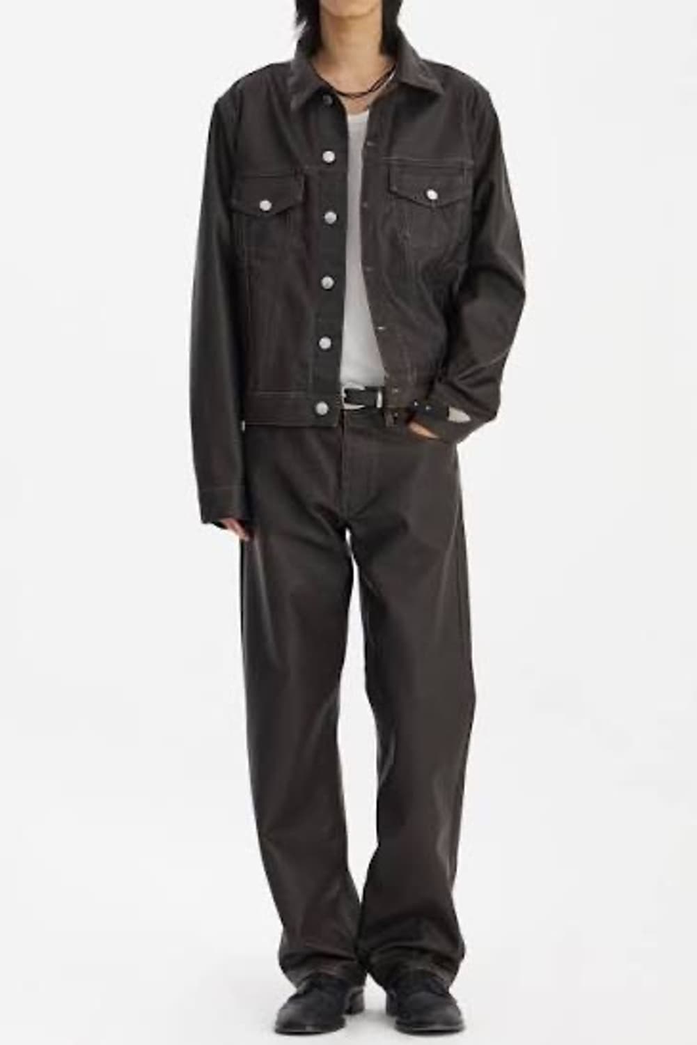 [L] 선플라워 레더 트러커 자켓 상품이미지1