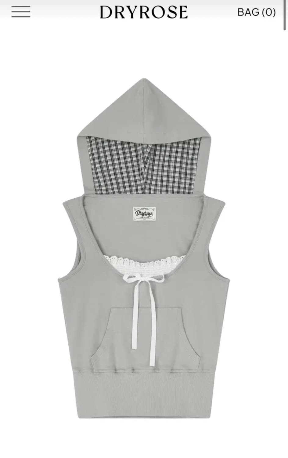 Dryrose 체크 후드 슬리브리스 (GRAY) 상품이미지1