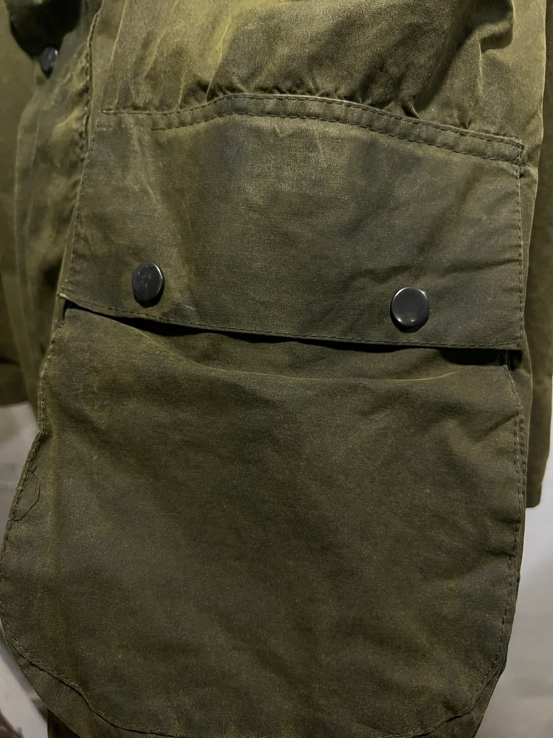 [L]90's Made in England 체크라이닝 올리브그린 왁스자켓 상품이미지4