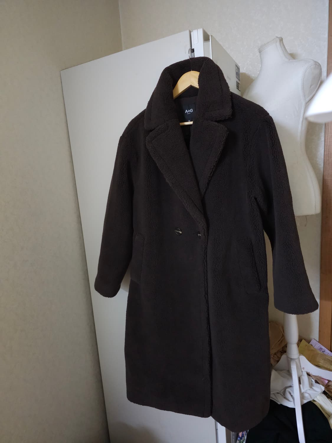 새상품)A+G 엣지 테디 무스탕코트 브라운 상품이미지1