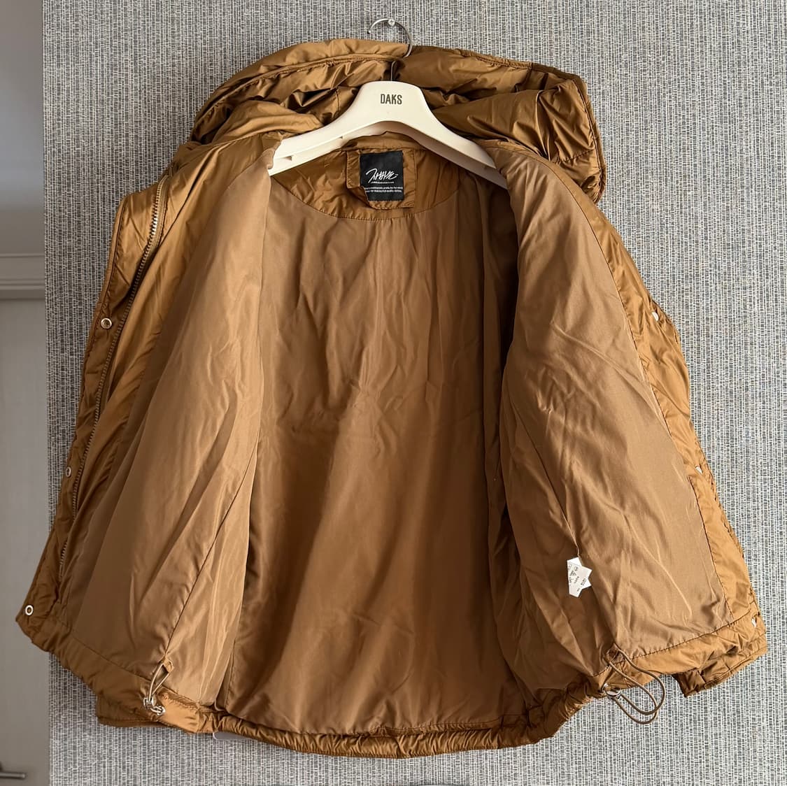 자바손 다운 경량 패딩 점퍼 카멜 브라운 후드 다운 자켓 L사이즈 여행 상품이미지6