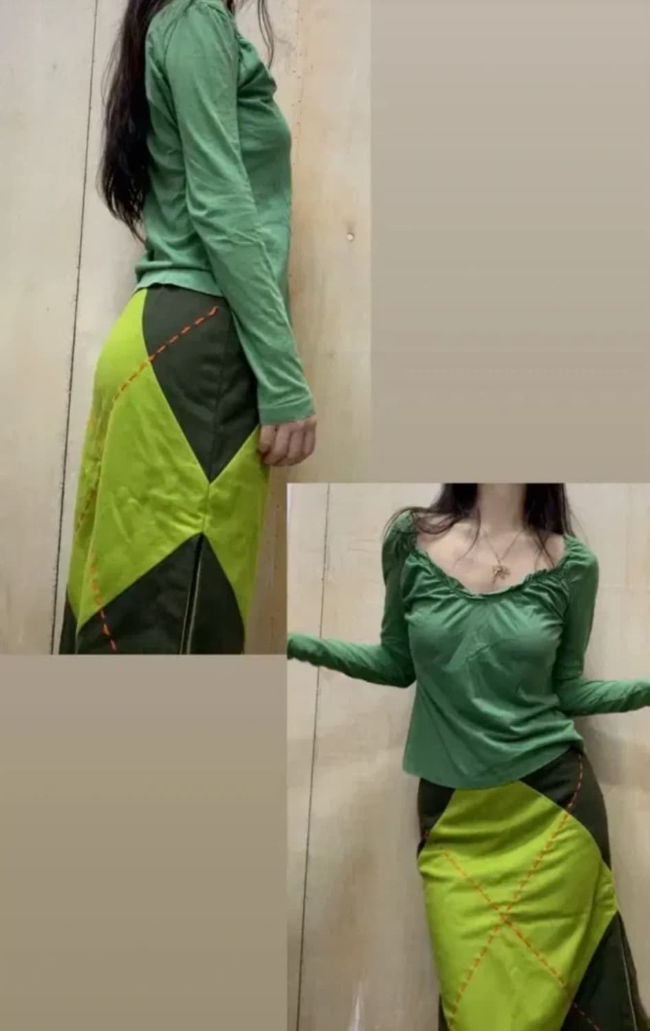 90년대 직수입 빈티지 그린 코튼 티셔츠 상품이미지3