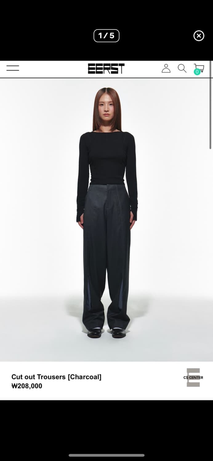 EERST cut out trouser 이어스트 컷아웃 트라우저 차콜 상품이미지1