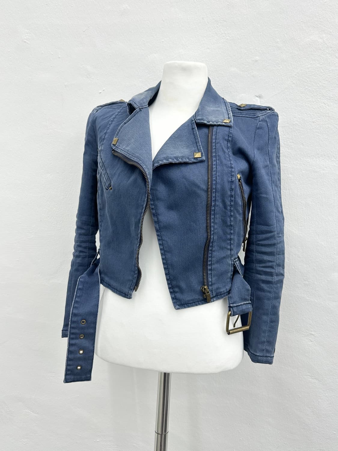 Stud belted rider washing jacket 상품이미지1