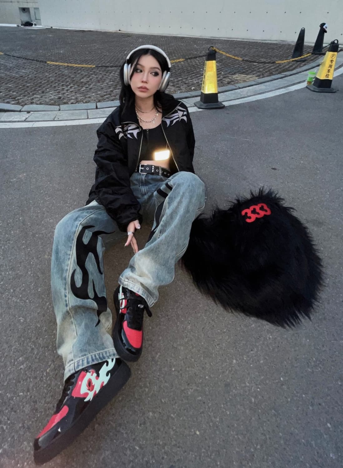 PCCVISION 333 워싱 토템 자수 데님 팬츠 xs 상품이미지1