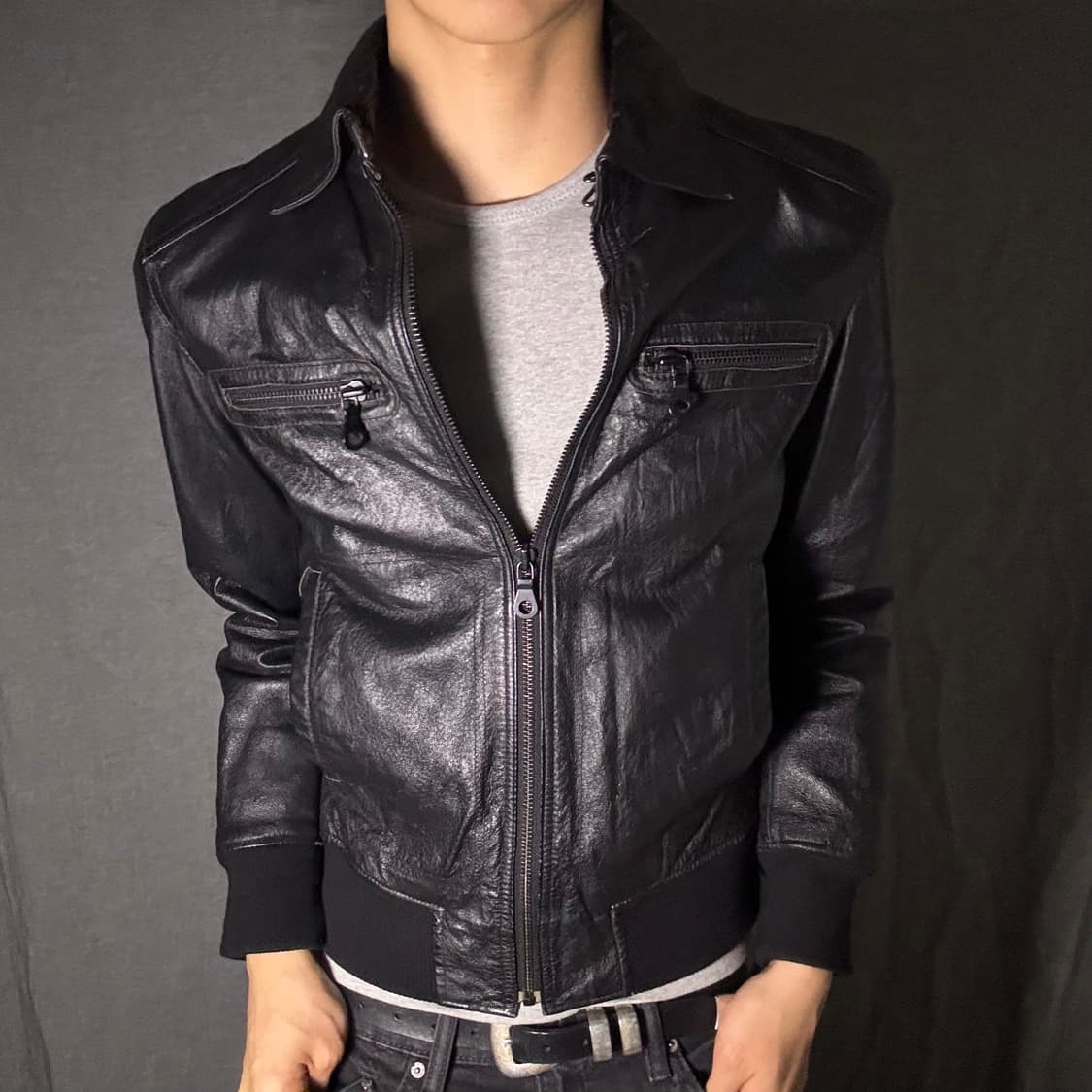 japan vintage lamb skin leather jacket 상품이미지1