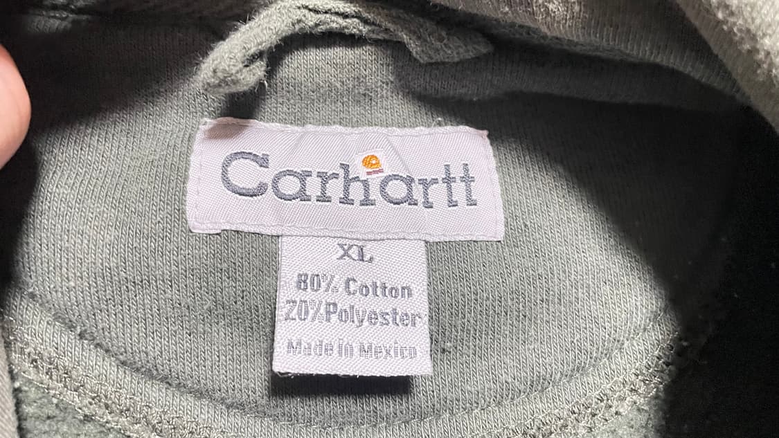 USA 00s 미국 빈티지 워크웨어 멕시코 생산 올리브 칼하트 후드티 상품이미지7
