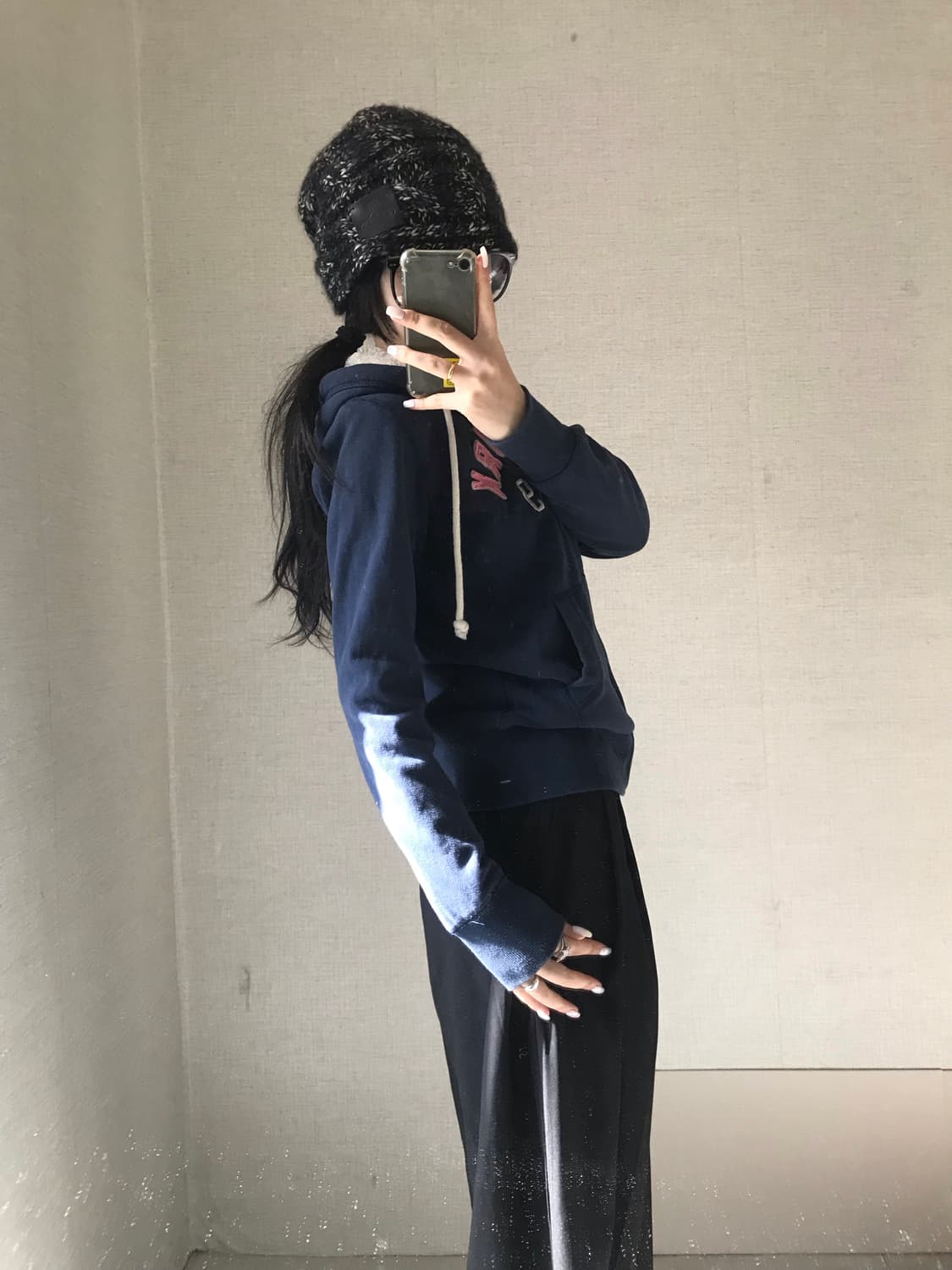 후아유 네이비 퍼후드집업 상품이미지3