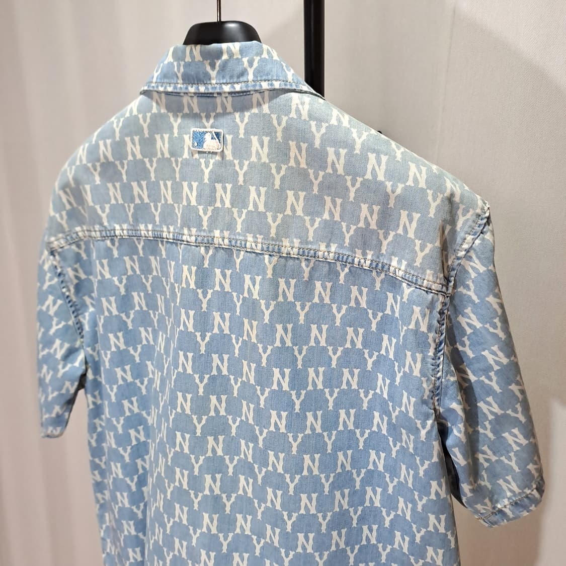 (택포) MLB 모노그램 반팔 데님셔츠 XL B319 상품이미지6