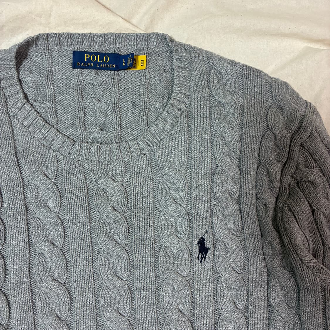 (정품QR) 폴로 꽈배기 니트 그레이 상품이미지4