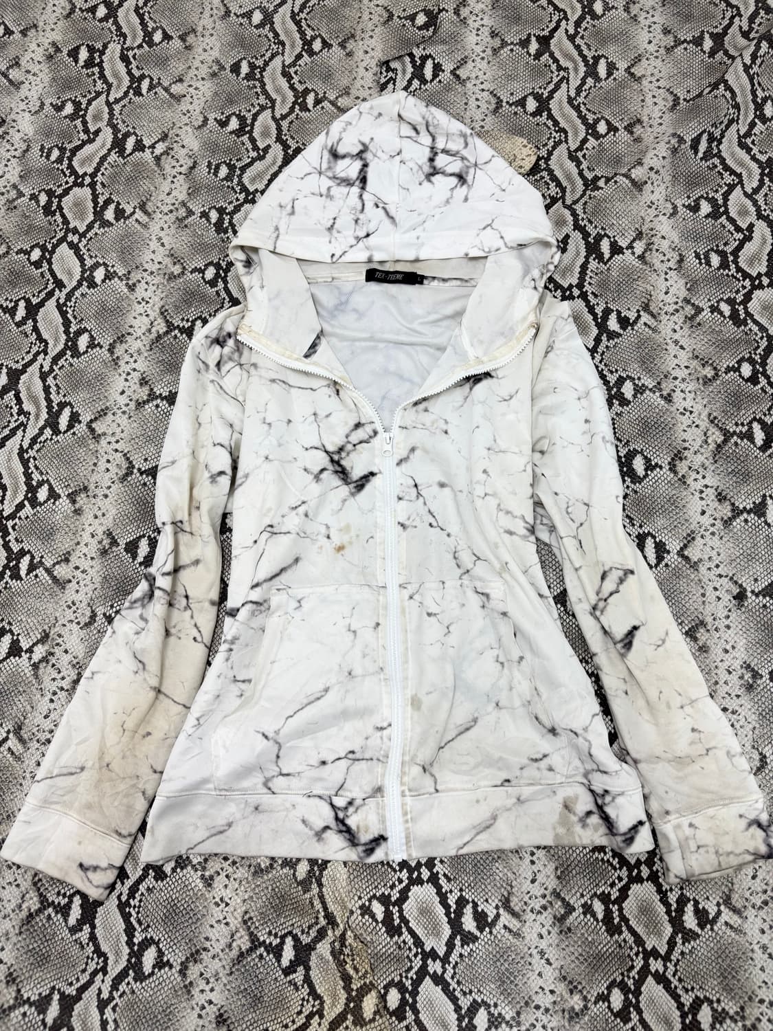 “Vintage” lightning Print White Hooded Z 상품이미지4
