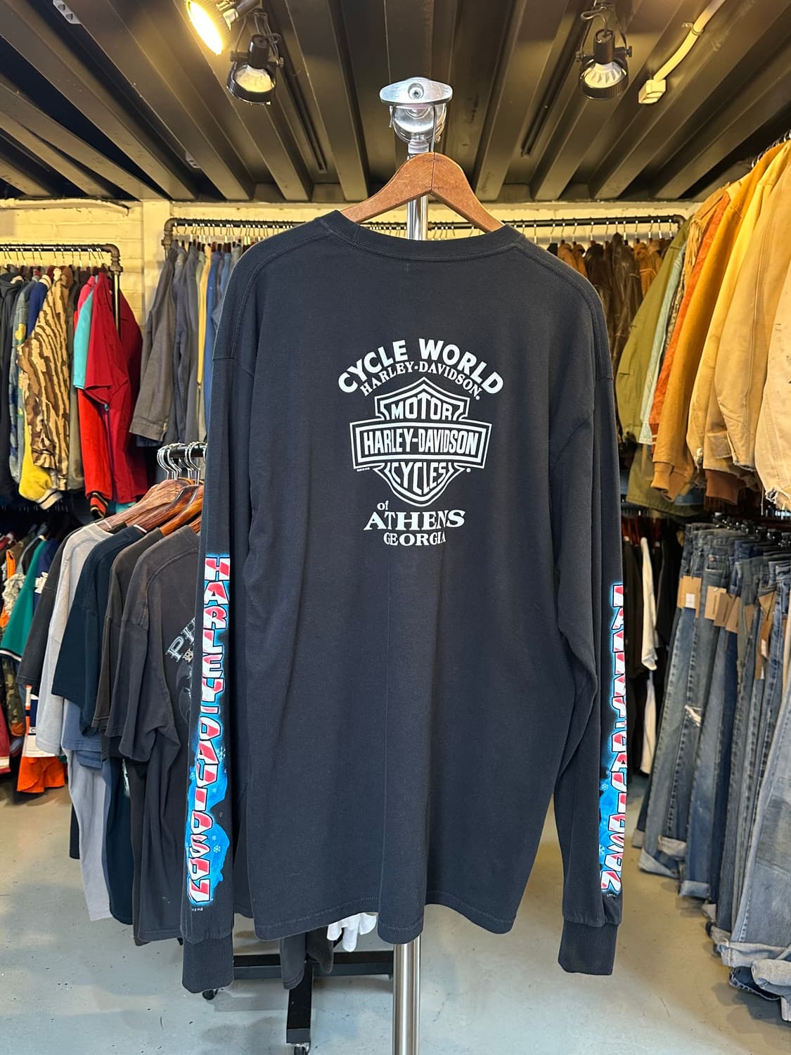 할리데이비슨 핀업걸 프린팅 롱슬리브 티셔츠 상품이미지2