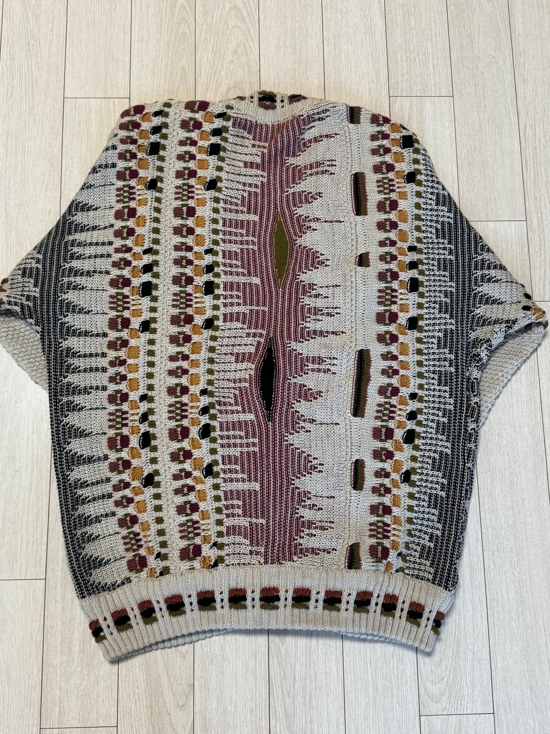 90s Klaroo 퓨어울100% 케이블니트가디건 상품이미지2