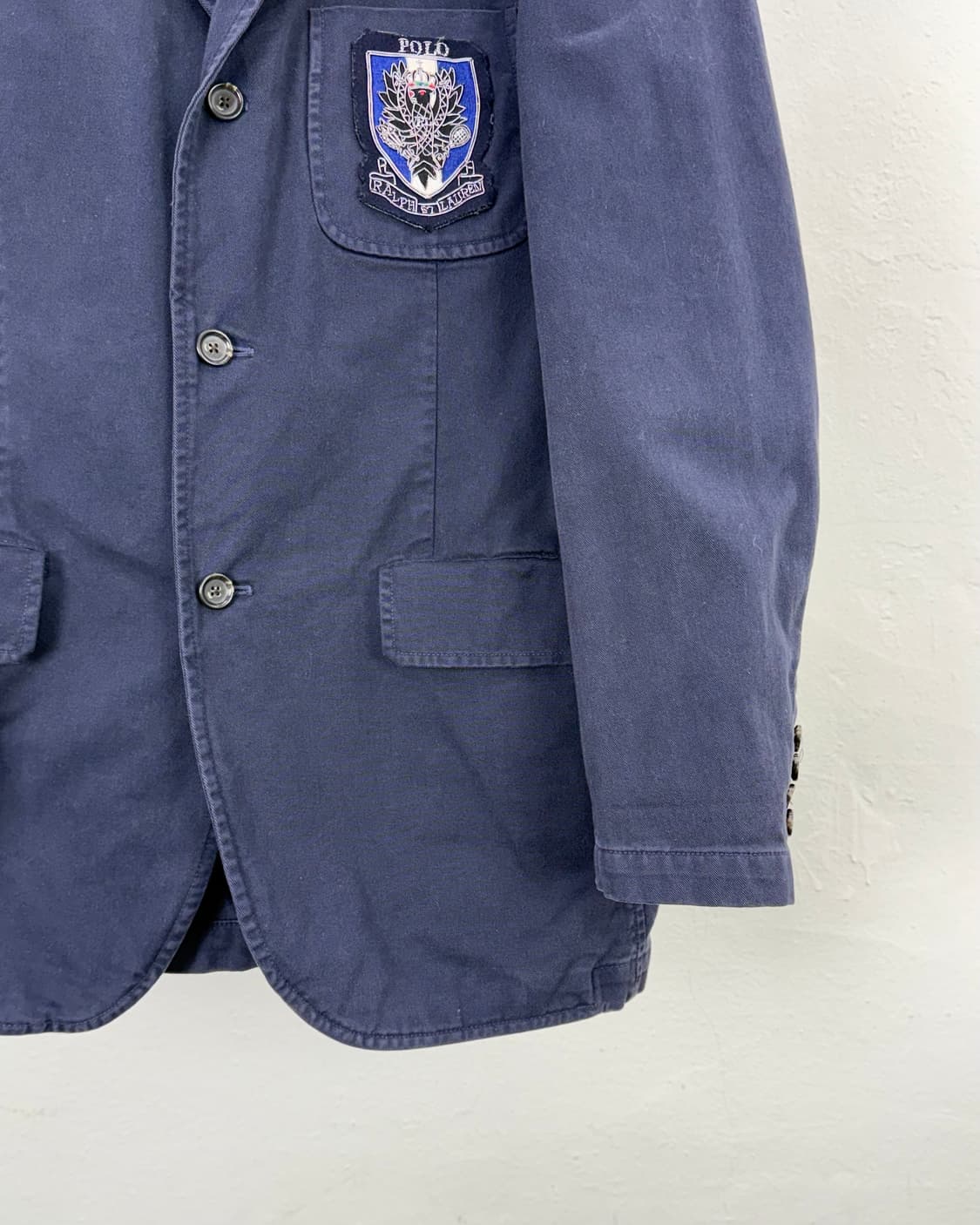 폴로 랄프로렌 90s 네이비 스크램블 와펜 3b 코튼 블레이저 자켓 상품이미지5