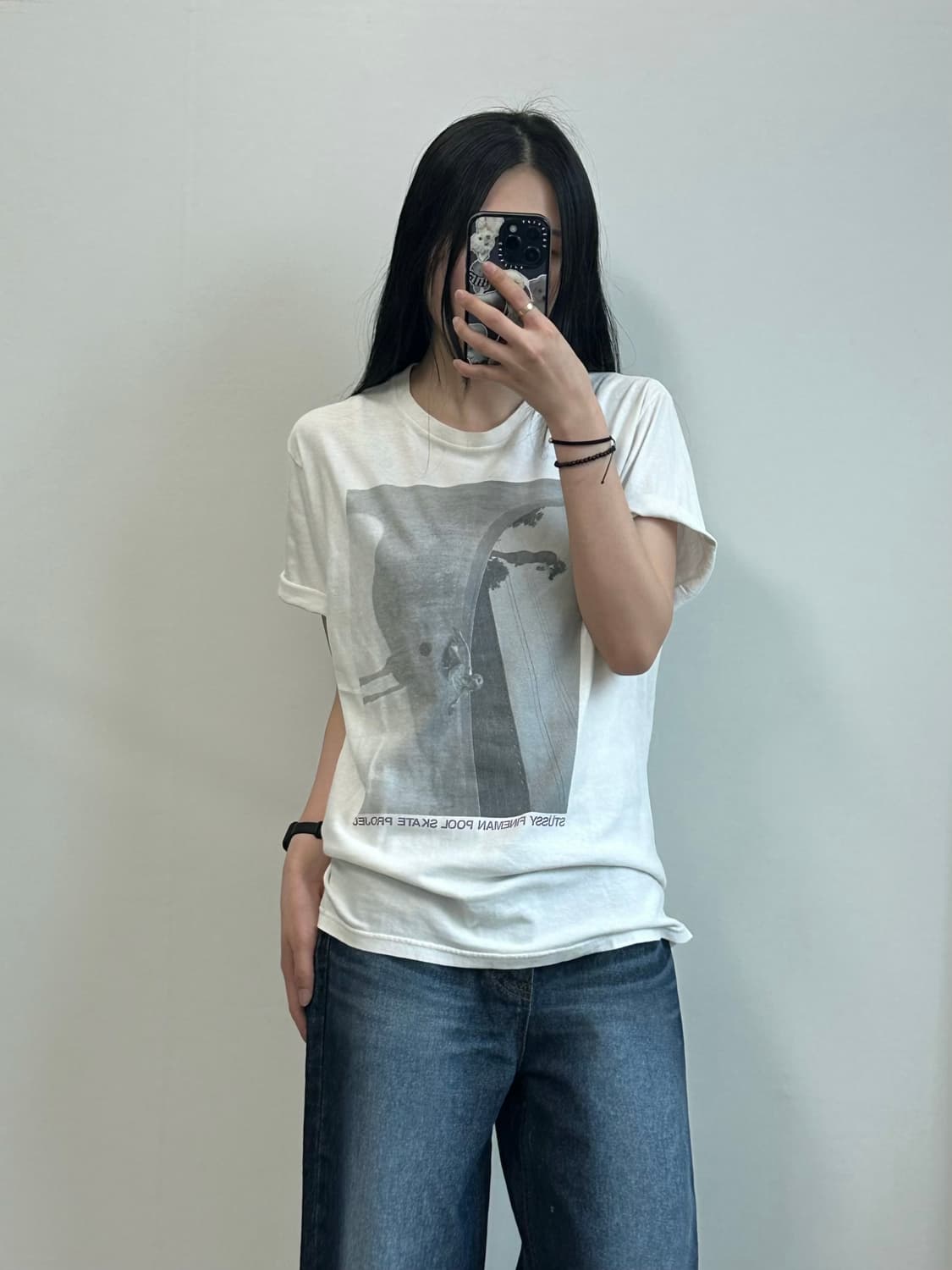 스투시 00s 빅로고 화이트 반팔 티셔츠  상품이미지1