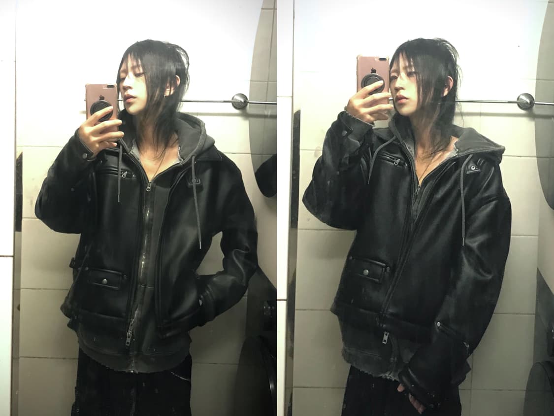 cross single leather jacket 상품이미지3