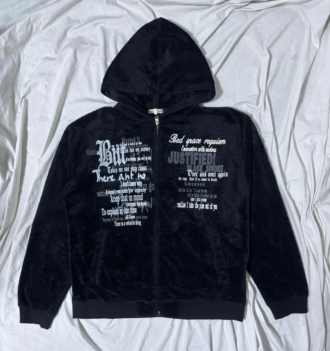 빈티지 레터링 플리스 후드집업 y2k 펑크 상품이미지1