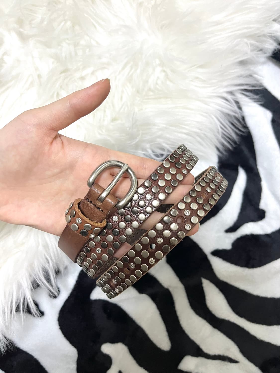 vintage leather studded belt 상품이미지2