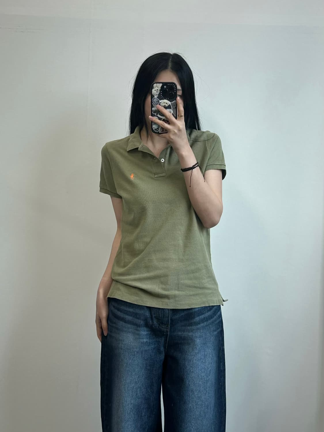 폴로 랄프로렌 자수로고 카키 피케 반팔 카라 티셔츠 상품이미지1