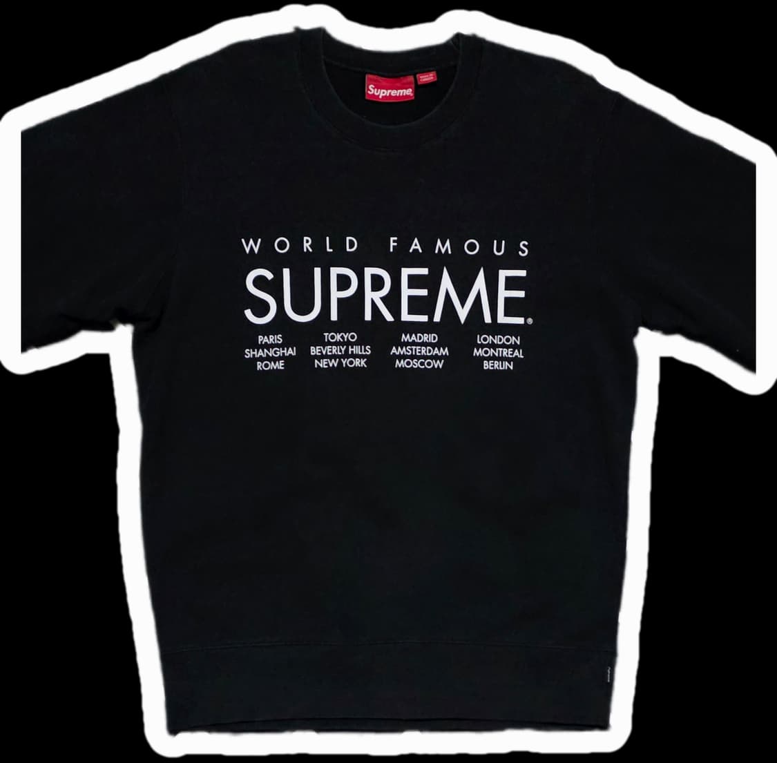 슈프림 월드페이머스 레터링 블랙 크루넥 맨투맨 상품이미지2