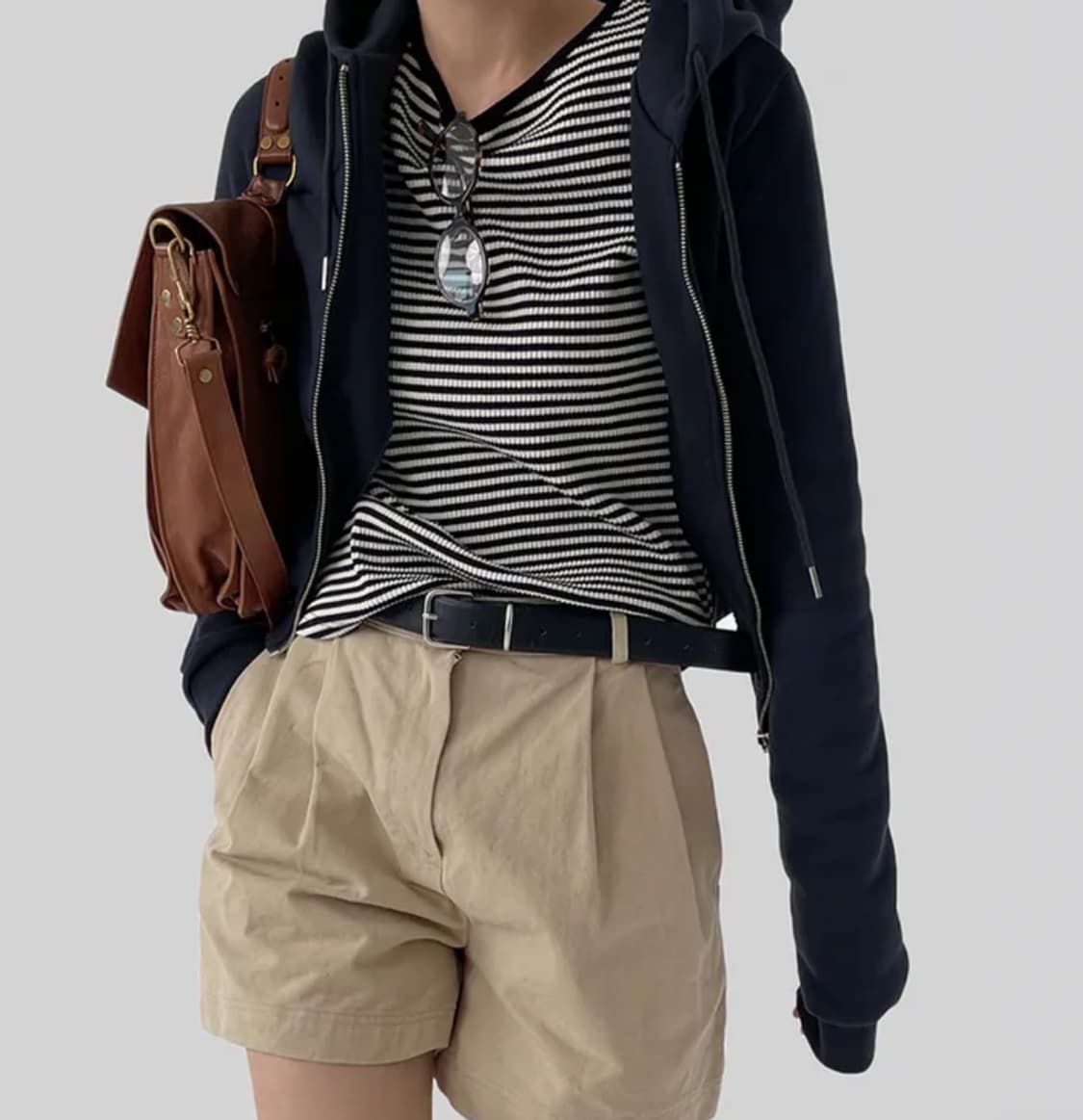 어텀 미니후드집업 차콜네이비 상품이미지1