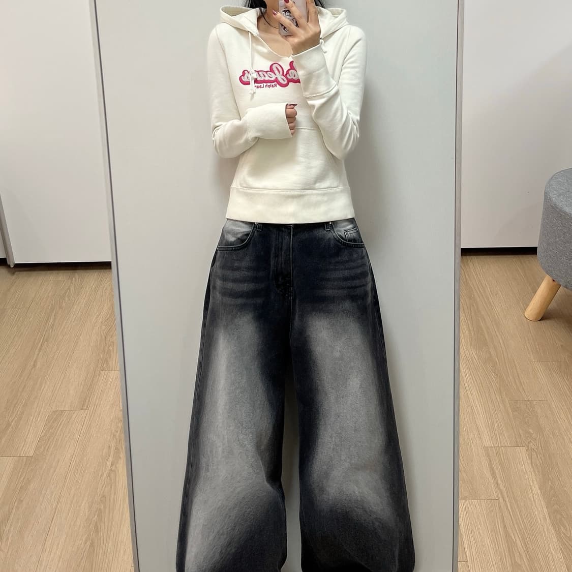 폴로 랄프로렌 핑크로고 아이보리 후드티 상품이미지1