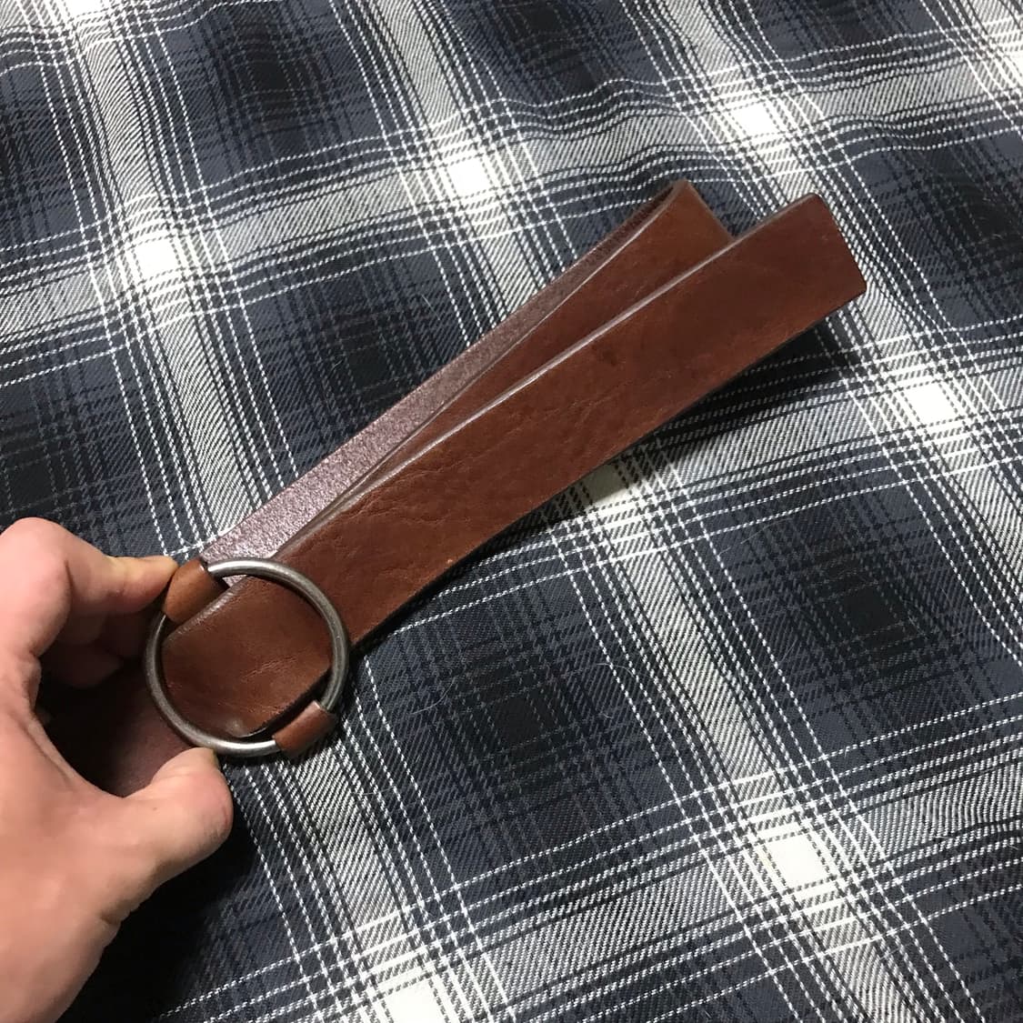 재팬 원링 버클 통가죽 브라운 웹테이프 롱 벨트 상품이미지2