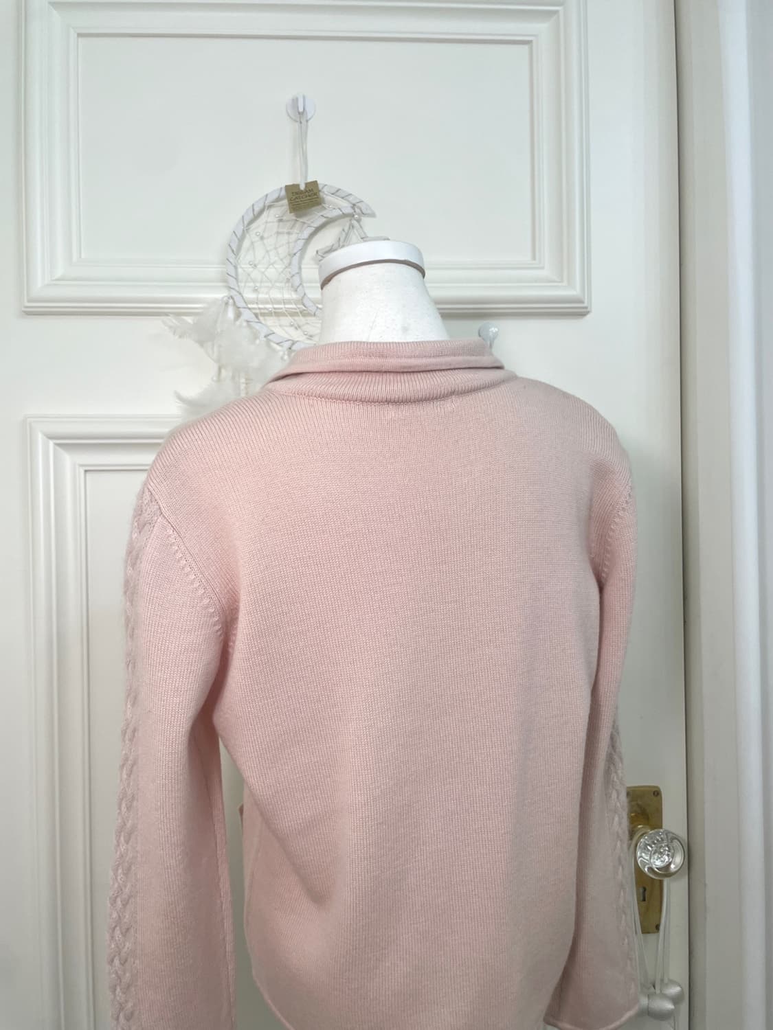sheer pink crochet point collar wool car 상품이미지3