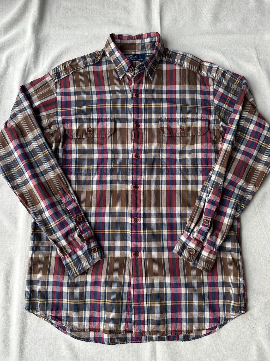 폴로 에폴렛 멀티 체크셔츠 M  상품이미지1