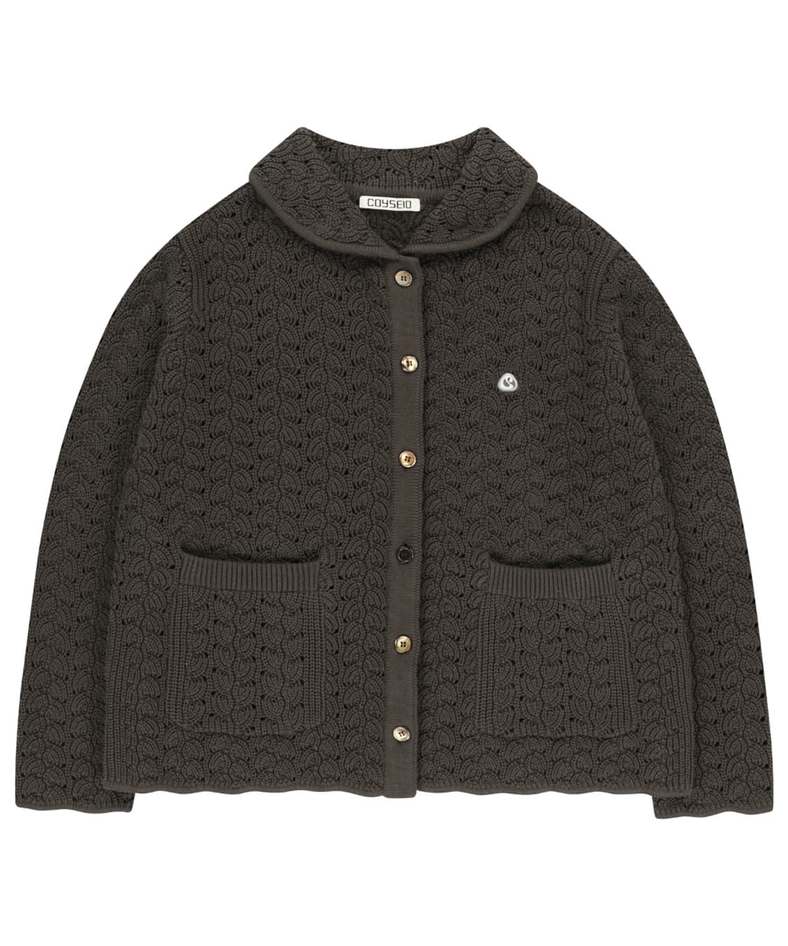 COYSEIO WAVE KNIT CARDIGAN DARK BROWN 상품이미지1