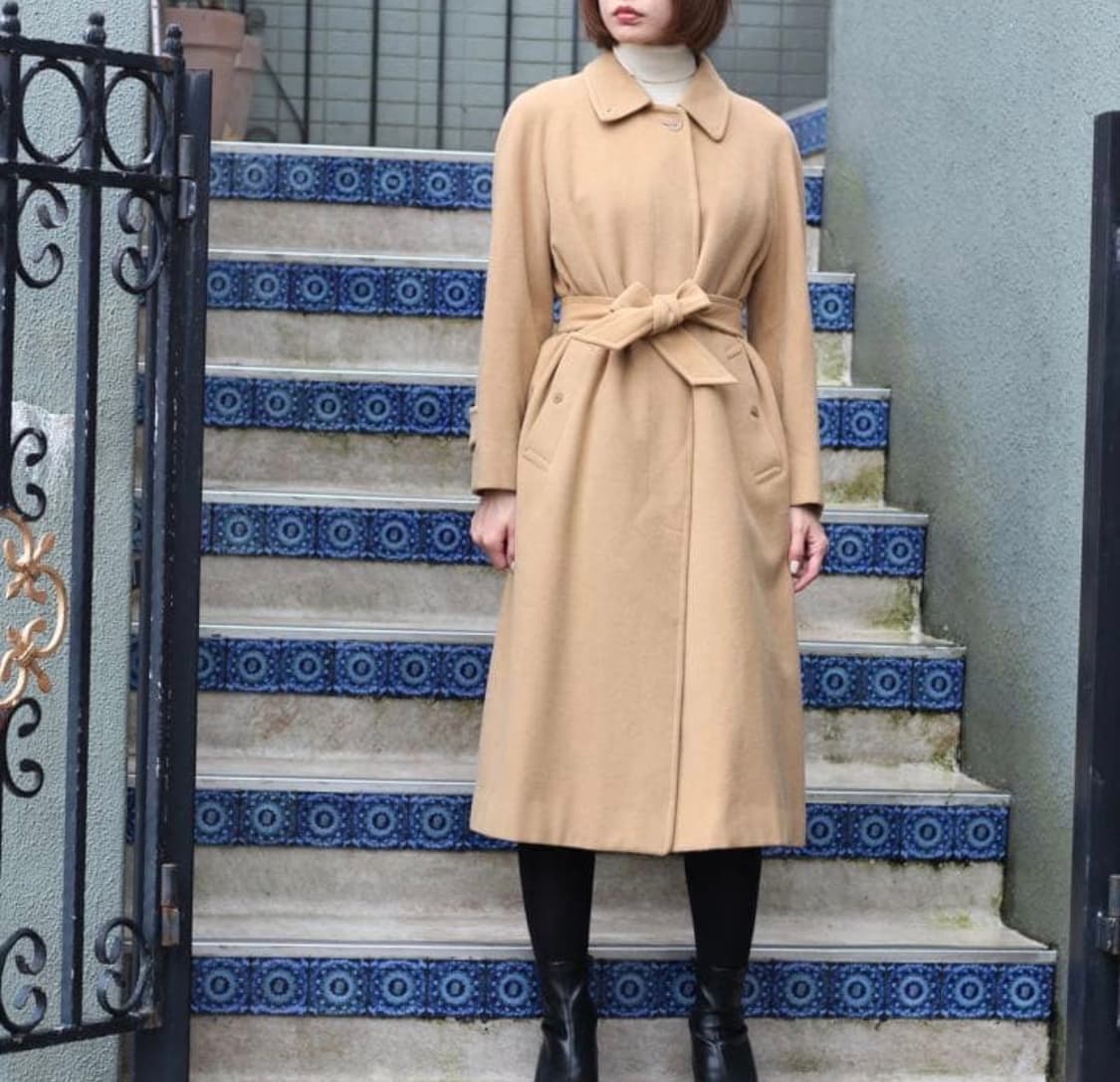 버버리 캐시미어 100% 벨티드 스텐 칼라 코트 상품이미지1