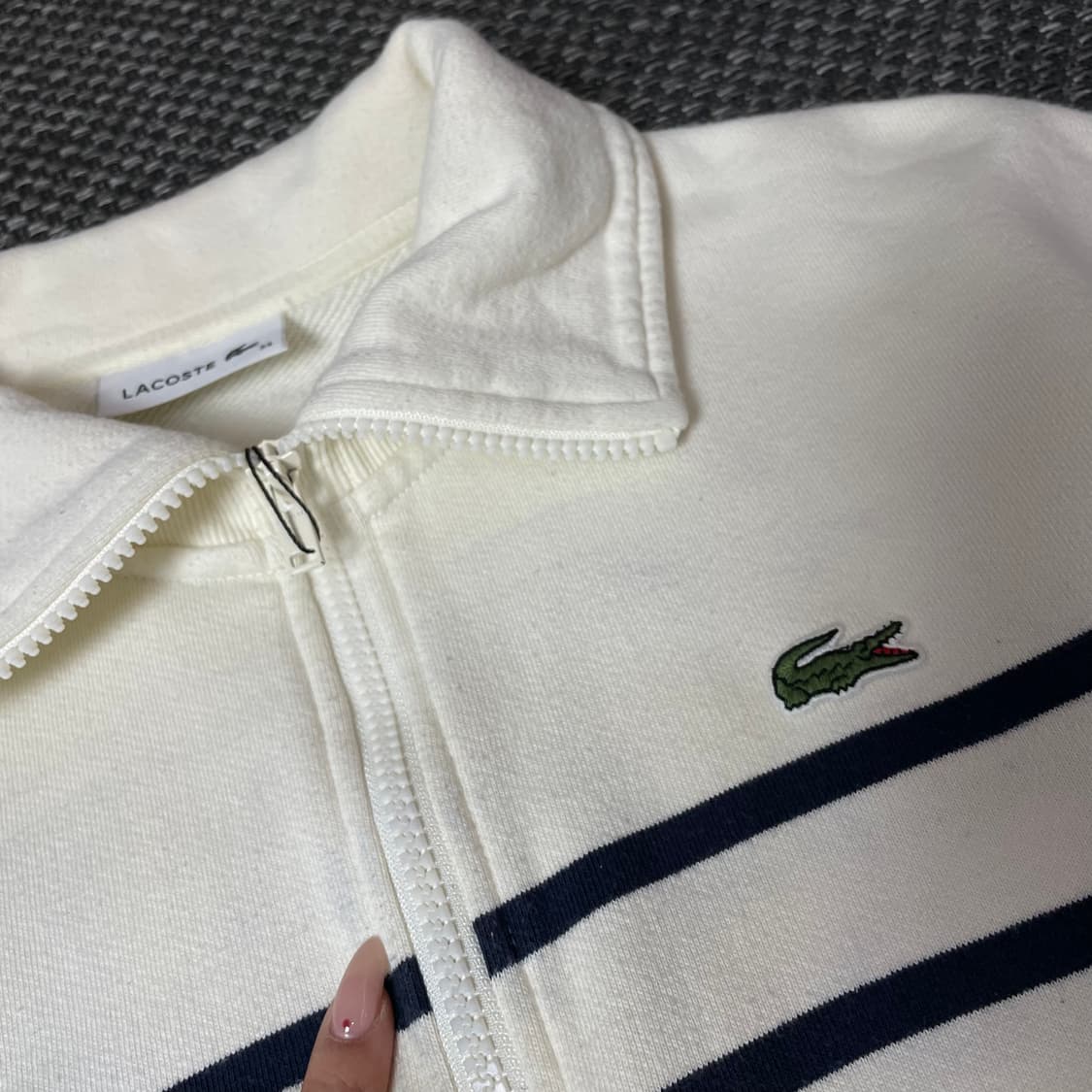라코스테 아이보리 네이비 단가라 반집업 34 상품이미지6