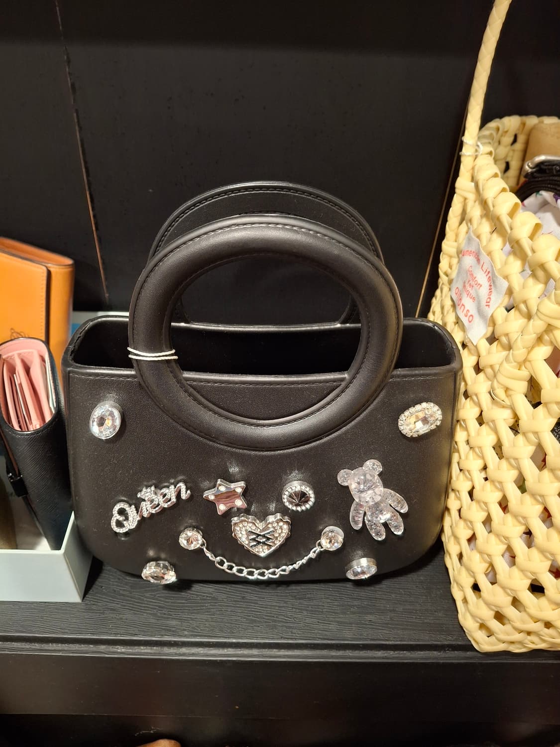 (마지막특가) 블랙 큐빅 지비츠 미니 토트백 새상품 상품이미지2