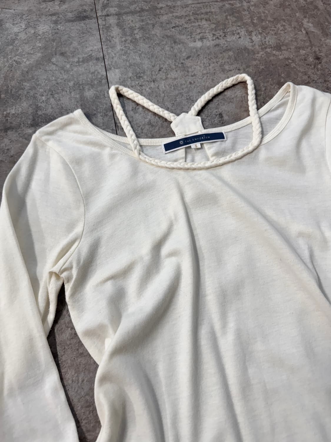 로프 디테일 레이스 밑단 롱 슬리브 티 상품이미지2